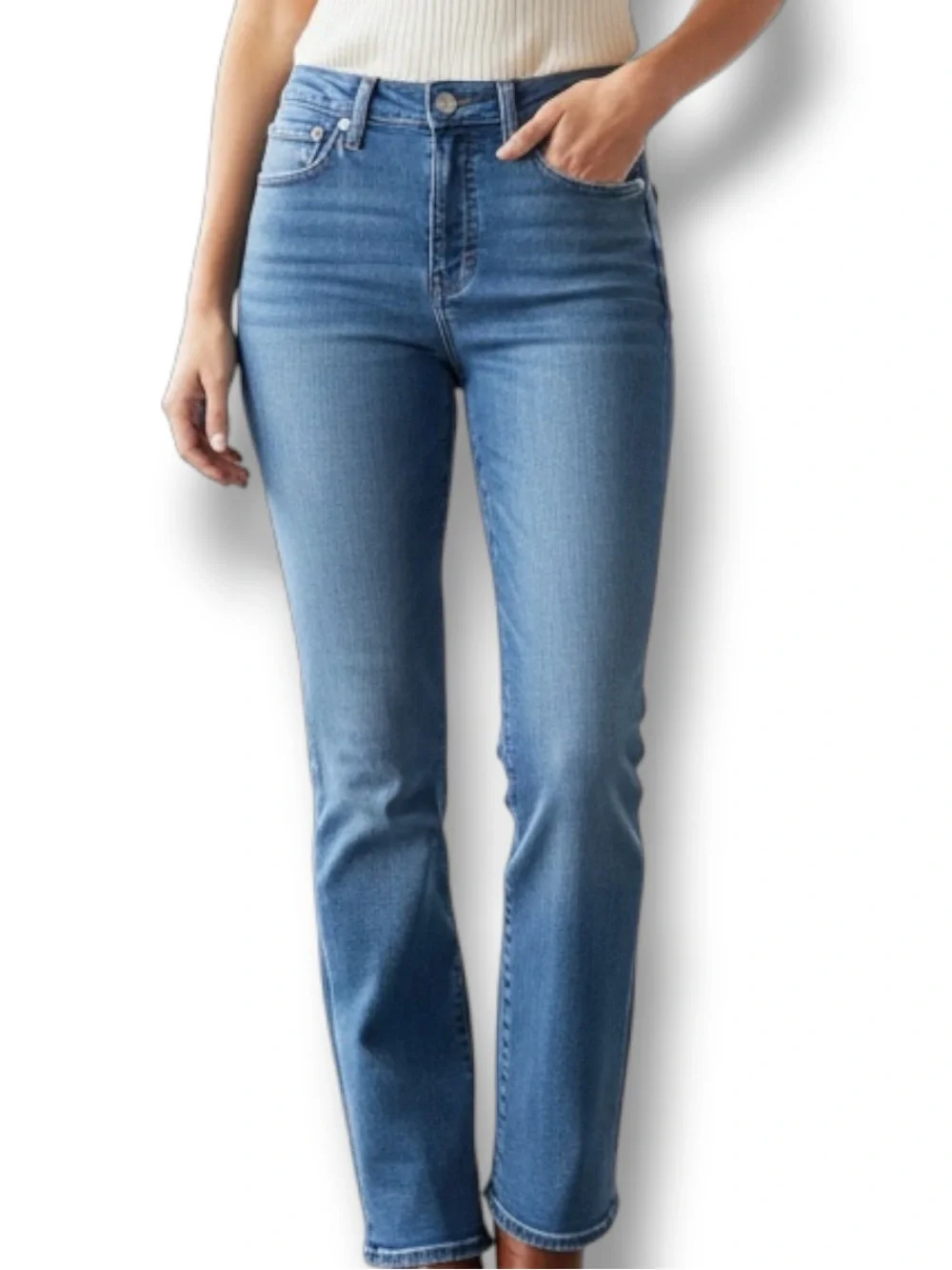 Madewell NWOT Kick Out Crop Bootcut Jeans High Rise Blue Wash | Size 27